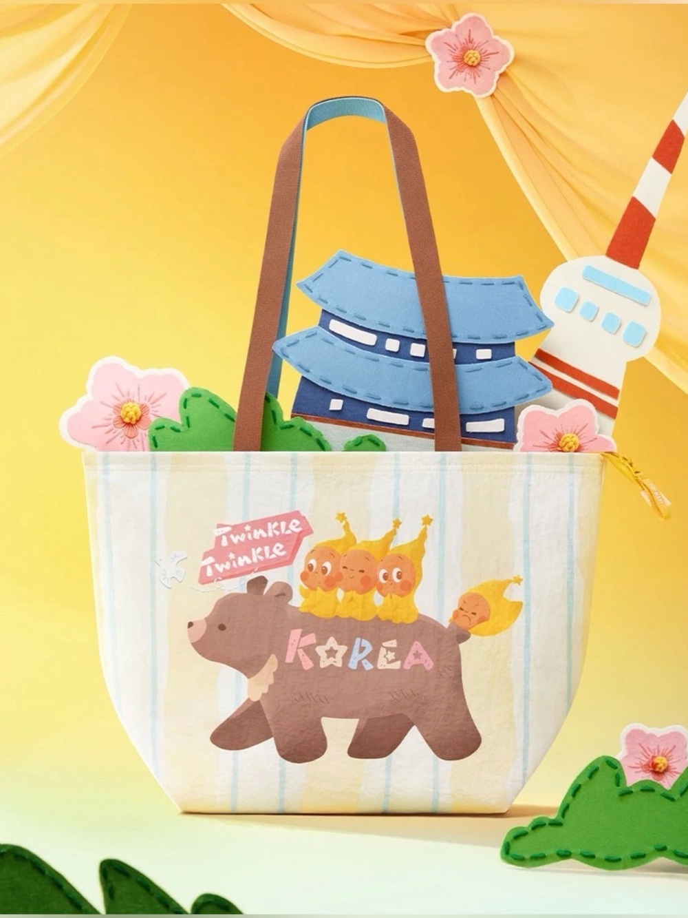 Pop Mart Korea Exclusive “Go Around With Pop Mart” Foldable Fabric Tote Bag